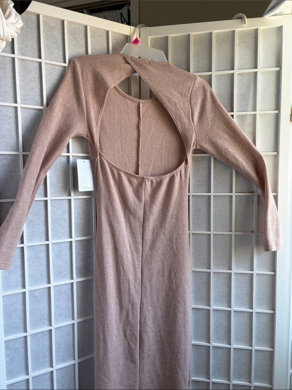 Long Sleeve Knit Dress -desert sand - Picture 3 of 5